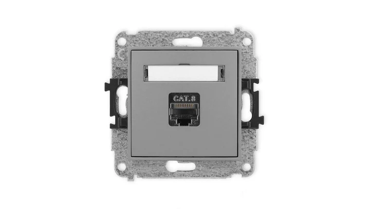 ICON Mechanizm gniazda komputerowego pojedynczego 1xRJ45, kat. 8, ekranowane, 8-stykowy szary mat 27IGK-11