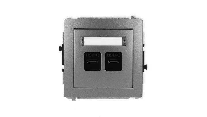 DECO Mechanizm ładowarki USB podwójnej 2xUSB C, 20W max., grafitowy 11DCUSB-7