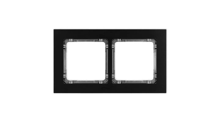 DECO Ramka uniwersalna podwójna - aluminium szczotkowane (ramka: czarna spód: grafitowy) 12-11-DRA-2