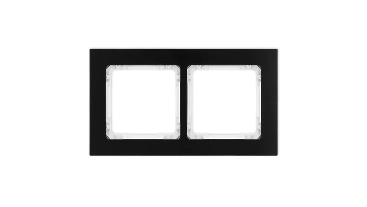DECO Ramka uniwersalna podwójna - aluminium szczotkowane (ramka: czarna spód: biały) 12-0-DRA-2