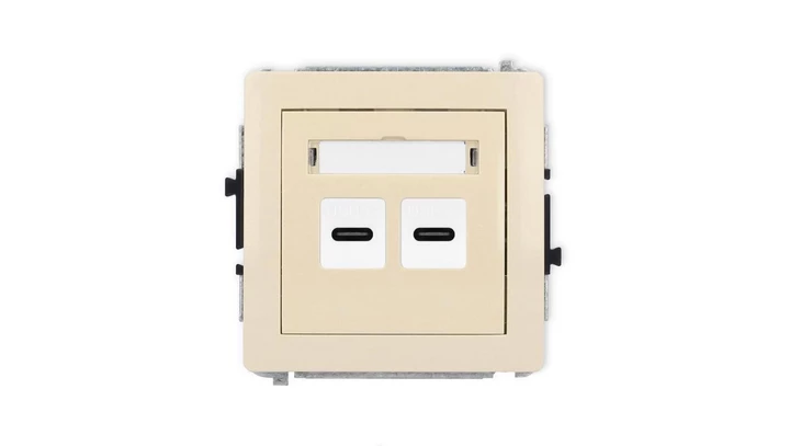 DECO Mechanizm ładowarki USB podwójnej 2xUSB C, 20W max., beżowy 1DCUSB-7