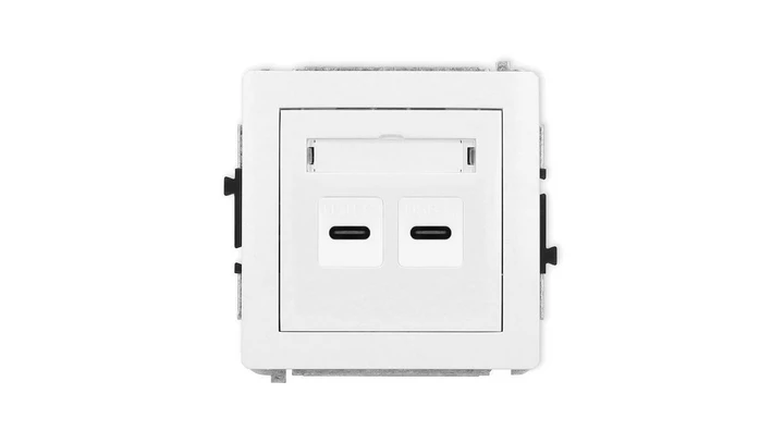 DECO Mechanizm ładowarki USB podwójnej 2xUSB C, 20W max., biały mat 25DCUSB-7