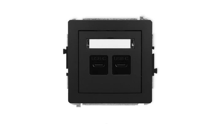 DECO Mechanizm ładowarki USB podwójnej 2xUSB C, 20W max., czarny mat 12DCUSB-7