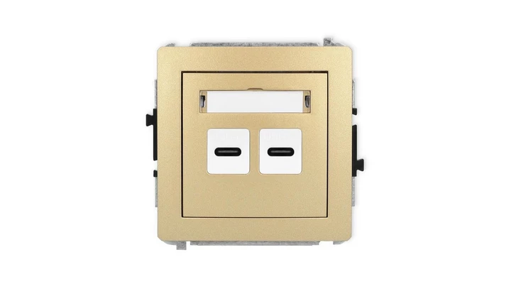 DECO Mechanizm ładowarki USB podwójnej 2xUSB C, 20W max., złoty 29DCUSB-7