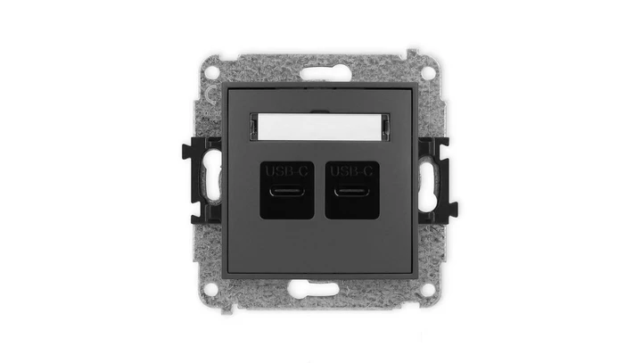 MINI Mechanizm ładowarki USB podwójnej 2xUSB C, 20W max., grafitowy mat 28MCUSB-7
