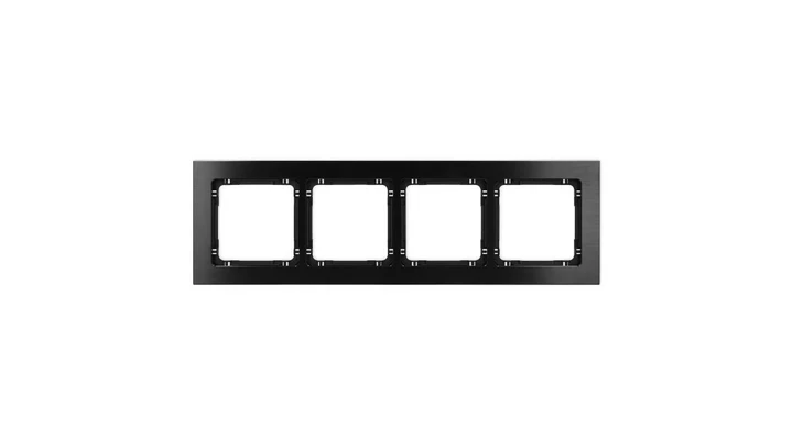 DECO Ramka uniwersalna poczwórna - aluminium szczotkowane (ramka: czarna spód: czarny) 12-12-DRA-4
