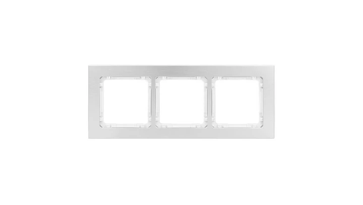DECO Ramka uniwersalna potrójna - aluminium szczotkowane (ramka: srebrna spód: biały) 7-0-DRA-3