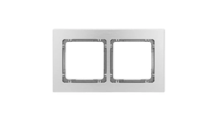 DECO Ramka uniwersalna podwójna - aluminium szczotkowane (ramka: srebrna spód: grafitowy) 7-11-DRA-2