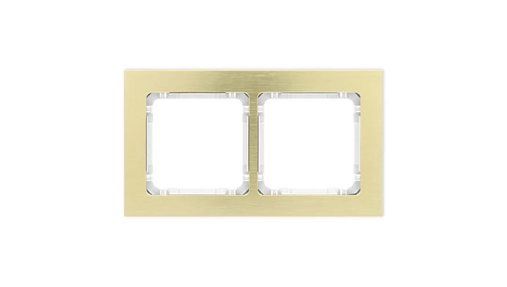 DECO Ramka uniwersalna podwójna - aluminium szczotkowane (ramka: kolor mosiężny spód: biały) 8-0-DRA-2