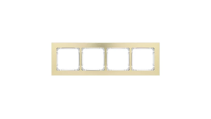 DECO Ramka uniwersalna poczwórna - aluminium szczotkowane (ramka: kolor mosiężny spód: biały) 8-0-DRA-4