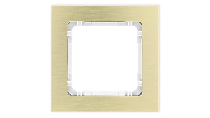 DECO Ramka uniwersalna pojedyncza - aluminium szczotkowane (ramka: kolor mosiężny spód: biały) 8-0-DRA-1
