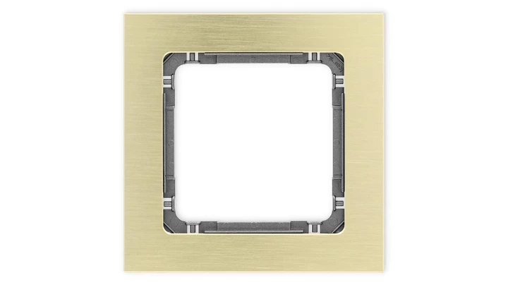 DECO Ramka uniwersalna pojedyncza - aluminium szczotkowane (ramka: kolor mosiężny spód: grafitowy) 8-11-DRA-1