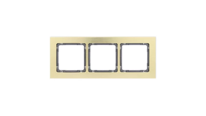 DECO Ramka uniwersalna potrójna - aluminium szczotkowane (ramka: kolor mosiężny spód: grafitowy) 8-11-DRA-3