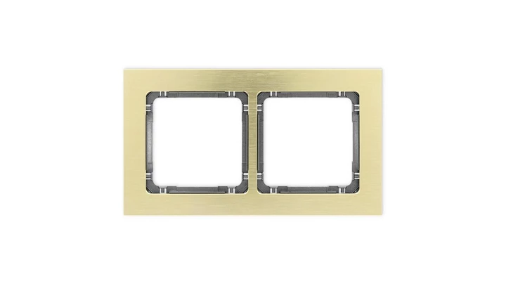 DECO Ramka uniwersalna podwójna - aluminium szczotkowane (ramka: kolor mosiężny spód: grafitowy) 8-11-DRA-2