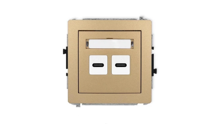 DECO Mechanizm ładowarki USB podwójnej 2xUSB C, 20W max., złoty metalik 8DCUSB-7