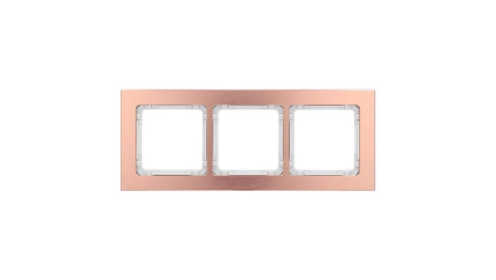 DECO Ramka uniwersalna potrójna - aluminium szczotkowane (ramka: kolor miedziany spód: biały) 9-0-DRA-3