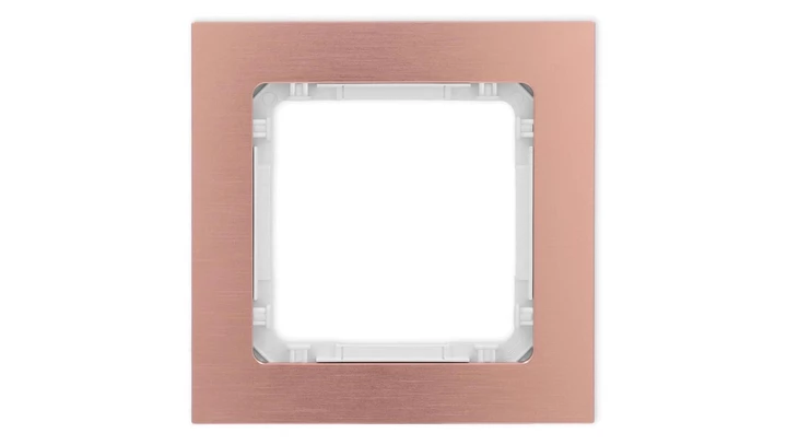 DECO Ramka uniwersalna pojedyncza - aluminium szczotkowane (ramka: kolor miedziany spód: biały) 9-0-DRA-1