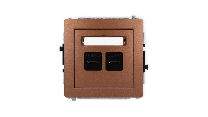 DECO Mechanizm ładowarki USB podwójnej 2xUSB C, 20W max., brązowy metalik 9DCUSB-7