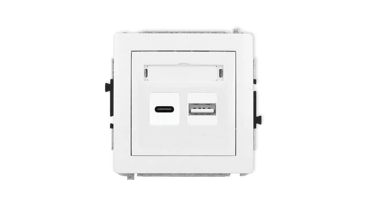 DECO Mechanizm ładowarki USB podwójnej USB C + USB A, 20W max., biały DCUSB-8