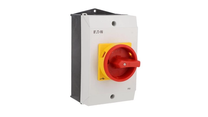 Rozłącznik 40A 3P w obudowie IP65 czerwono-żółta rączka z blokadą P1-40/I2/SVB 199909