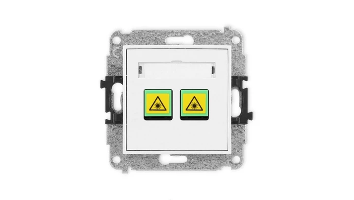 MINI Mechanizm gniazda światłowodowego/optycznego podwójnego biały mat 25MGOP-2