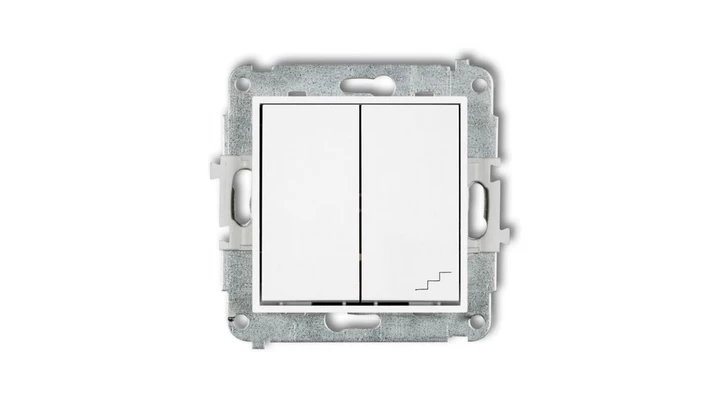 MINI Mechanizm łącznika jednobiegunowego ze schodowym (osobne zasilanie) biały mat 25MWP-10.2