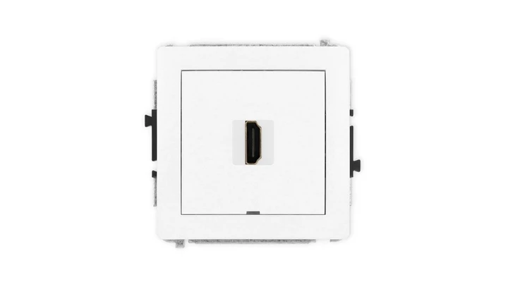 DECO Mechanizm gniazda pojedynczego HDMI 2.0, bez pola opisowego, biały mat 25DHDMIBO-3