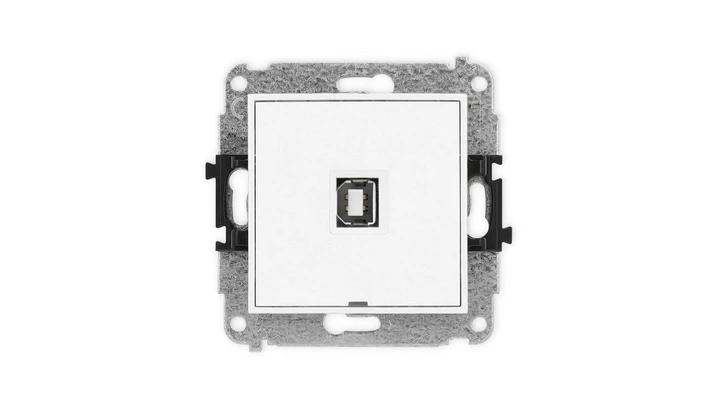 MINI Mechanizm gniazda pojedynczego USB A-B 2.0, bez pola opisowego biały mat 25MGUSBBO-3