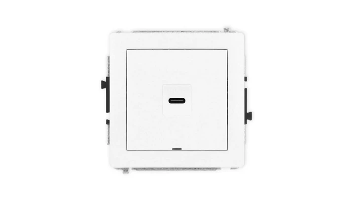 DECO Mechanizm gniazda pojedynczego 1xUSB C-C, bez pola opisowego, biały mat 25DGUSBBO-7