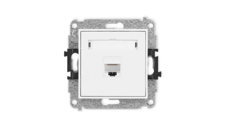 MINI Mechanizm gniazda komputerowego pojedynczego 1xRJ45, kat. 6A, 8-stykowy biały mat 25MGK-7