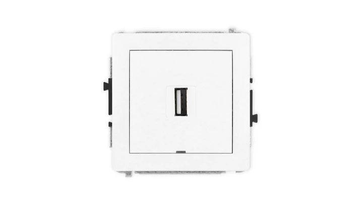 DECO Mechanizm gniazda pojedynczego USB A-A 2.0, bez pola opisowego, biały mat 25DGUSBBO-1