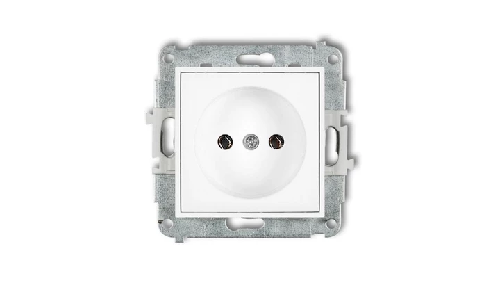 MINI Mechanizm gniazda pojedynczego bez uziemienia 2P (bez przesłon torów prądowych) biały mat 25MGP-1