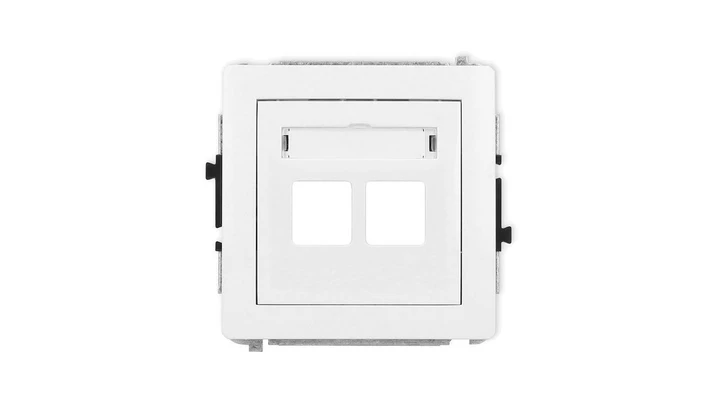 DECO Mechanizm gniazda multimedialnego podwójnego bez modułu (standard Keystone), biały mat 25DGM-2P