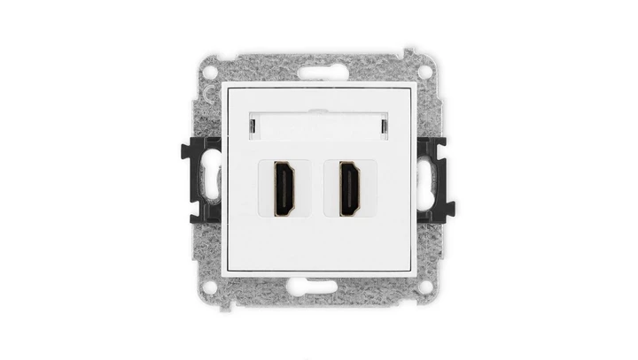 MINI Mechanizm gniazda podwójnego HDMI 2.0 biały mat 25MHDMI-4