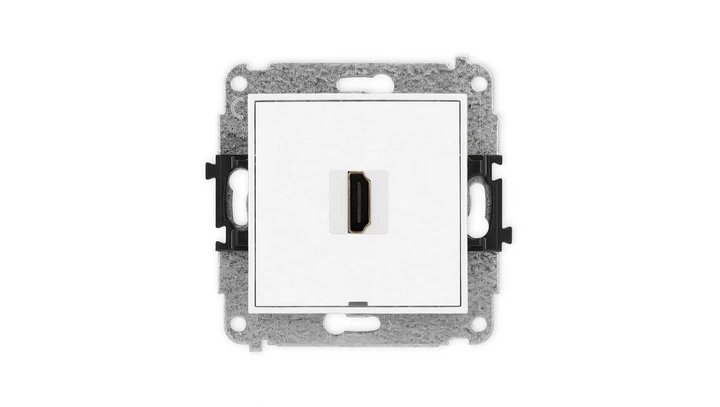 MINI Mechanizm gniazda pojedynczego HDMI 2.0, bez pola opisowego biały mat 25MHDMIBO-3