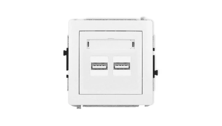 DECO Mechanizm ładowarki USB podwójnej, 5V, 3.1A, biały mat 25DCUSB-6