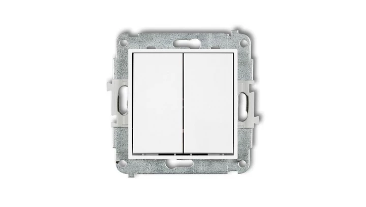 MINI Mechanizm łącznika podwójnego schodowego (dwa klawisze bez piktogramów) biały mat 25MWP-33.1