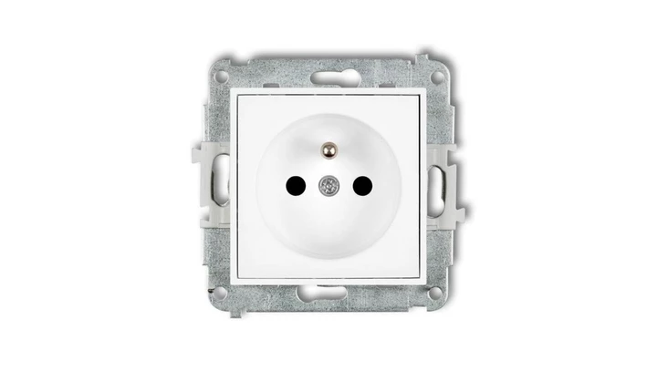 MINI Mechanizm gniazda pojedynczego z uziemieniem 2P+Z (przesłony torów prądowych) biały mat 25MGP-1zp