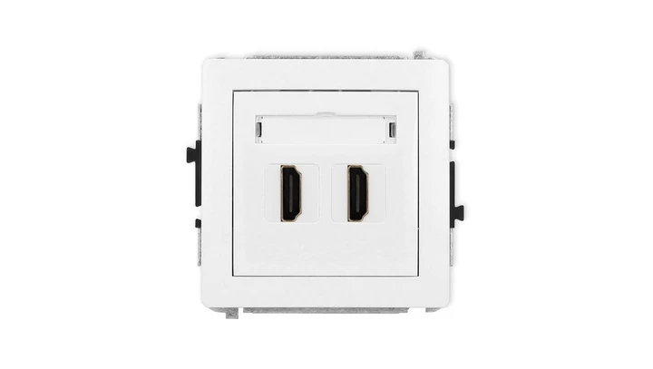 DECO Mechanizm gniazda podwójnego HDMI 2.0, biały mat 25DHDMI-4
