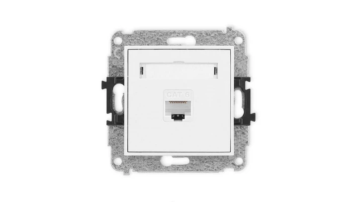 MINI Mechanizm gniazda komputerowego pojedynczego 1xRJ45, kat. 6, 8-stykowy biały mat 25MGK-3