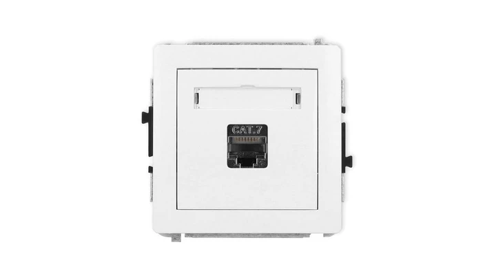 DECO Mechanizm gniazda komputerowego pojedynczego 1xRJ45, kat. 7, ekranowane, 8-stykowy, biały mat 25DGK-9