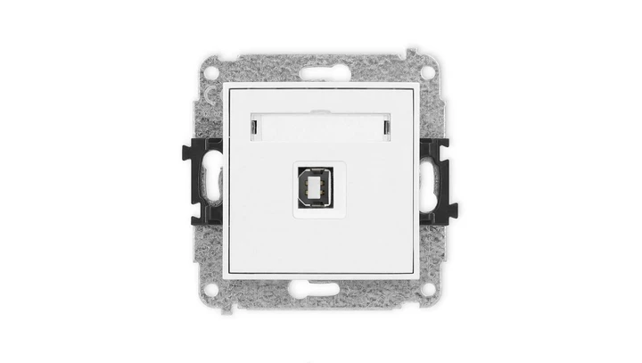 MINI Mechanizm gniazda pojedynczego USB A-B 2.0 biały mat 25MGUSB-3