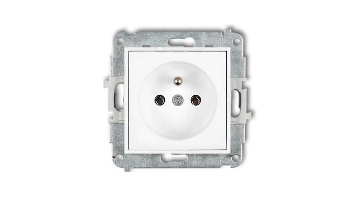 MINI Mechanizm gniazda pojedynczego z uziemieniem 2P+Z (bez przesłon torów prądowych) biały mat 25MGP-1z