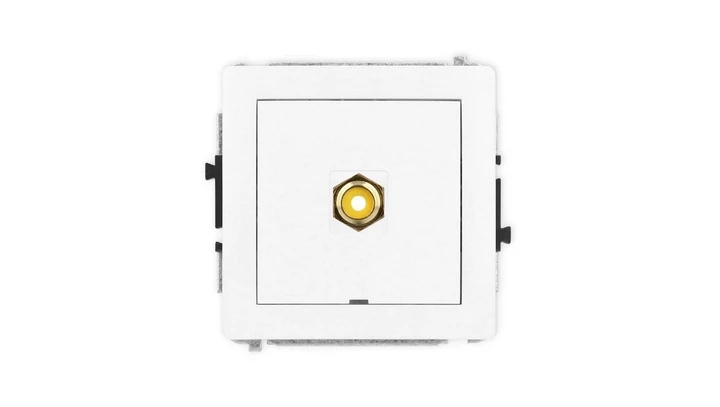 DECO Mechanizm gniazda pojedynczego RCA, bez pola opisowego (typu cinch - żółty, pozłacany), biały mat 25DGRCABO-1