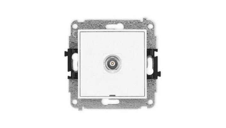 MINI Mechanizm gniazda pojedynczego BNC, bez pola opisowego biały mat 25MGBNCBO-1