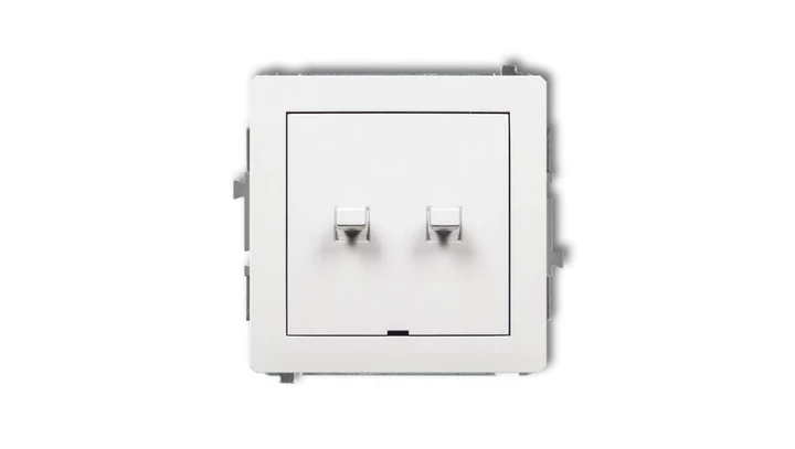 DECO Mechanizm łącznika podwójnego schodowego w stylu amerykańskim (dwa klawisze bez piktogramów), biały mat 25DWPUS-33.1