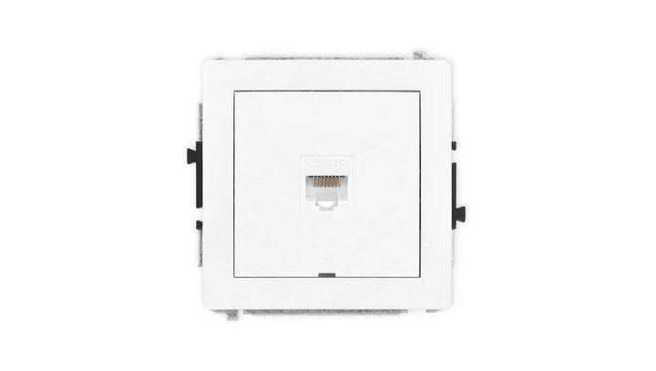 DECO Mechanizm gniazda komputerowego pojedynczego 1xRJ45, kat. 5e, 8-stykowy, bez pola opisowego, biały mat 25DGKBO-1