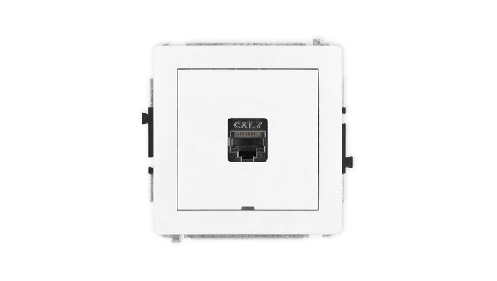 DECO Mechanizm gniazda komputerowego pojedynczego 1xRJ45, kat. 7, ekranowane, 8-stykowy, bez pola opisowego, biały mat 25DGKBO-9