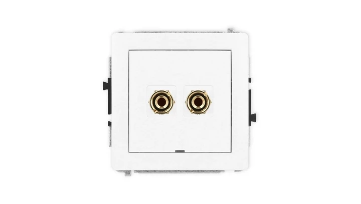 DECO Mechanizm gniazda głośnikowego pojedynczego, bez pola opisowego (typu banan - czerwony i czarny, pozłacany, 4 mm2, do lutow