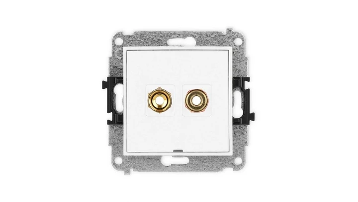 MINI Mechanizm gniazda głośnikowego pojedynczego, bez pola opisowego (typu banan - czerwony i czarny, pozłacany, 4 mm2, skręcany